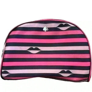 Kate Spade, Lips Makeup Bag, Stripes, Pink, Purple, 7” H X 5” D X 3” W